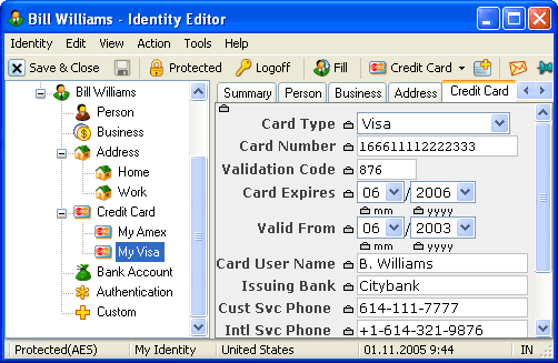 RoboForms Identity Window