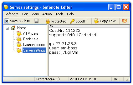 Safenote Editor