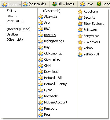 Logins Menu