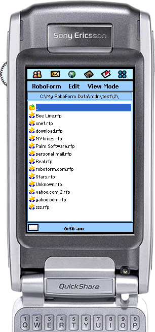 RoboForm for Symbian telefoner