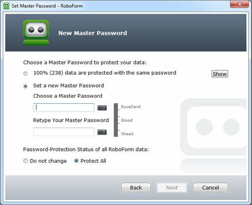 Enter your New Master Password
