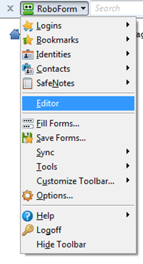Open the RoboForm Editor