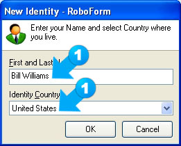 Enter the requested information to create the new identity