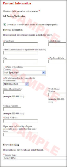 Sample Job Application Form