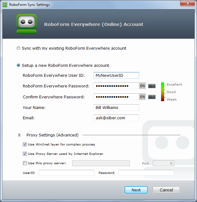 RoboForm Sync Settings