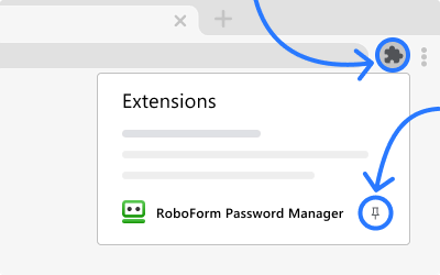 Zeigt die laufende RoboForm Passwortmanager-Erweiterung