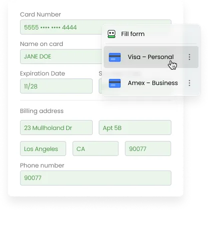 Password manager to fill forms