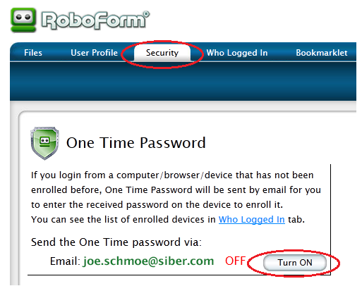 Screenshot of RoboForm Feature