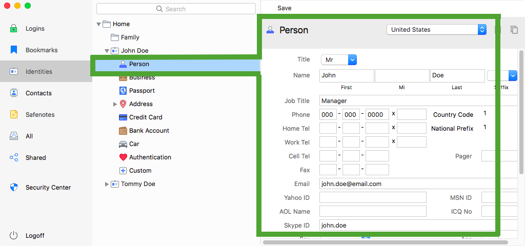 RoboForm Identities