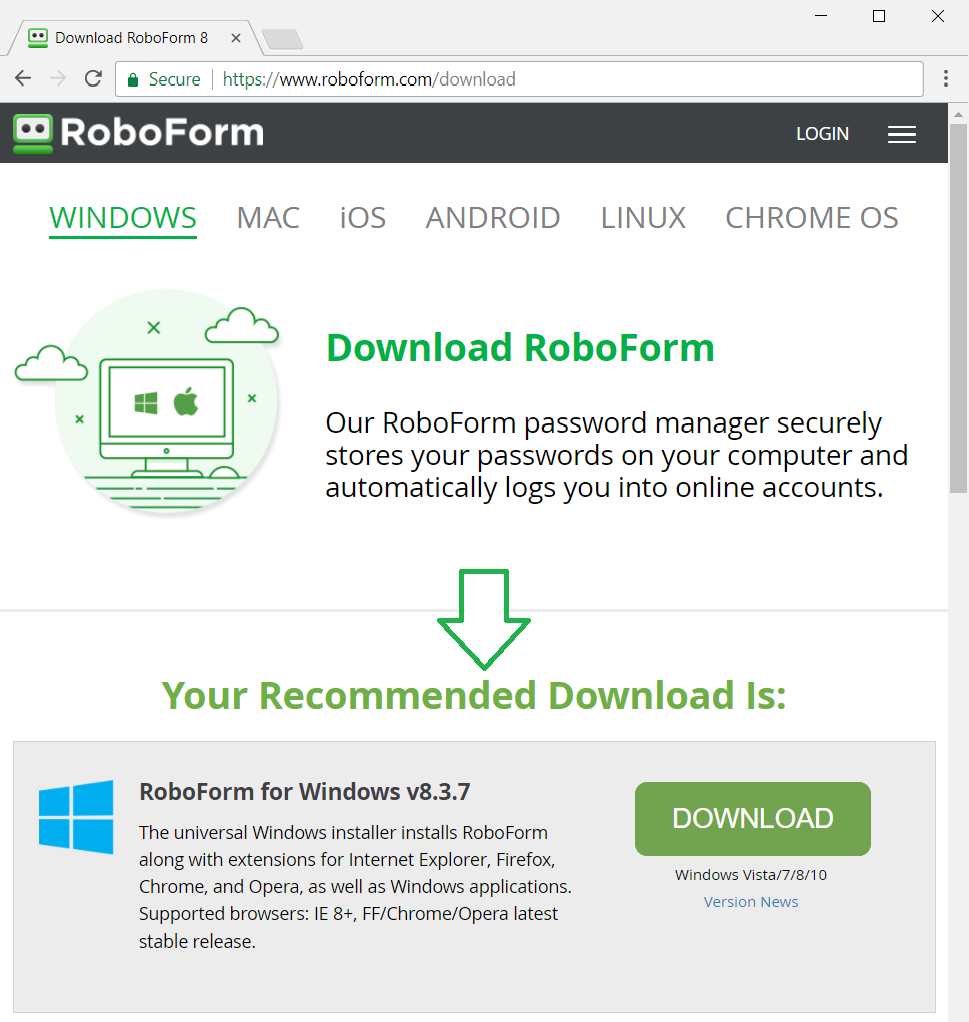 RoboForm password manager install