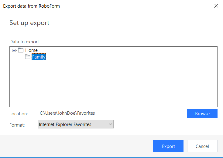 export roboform data to another computer