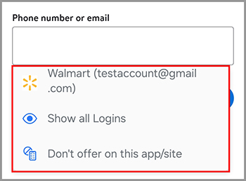 Selecting the appropriate Login from the menu.