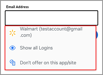 Selecting the appropriate Login from the menu.