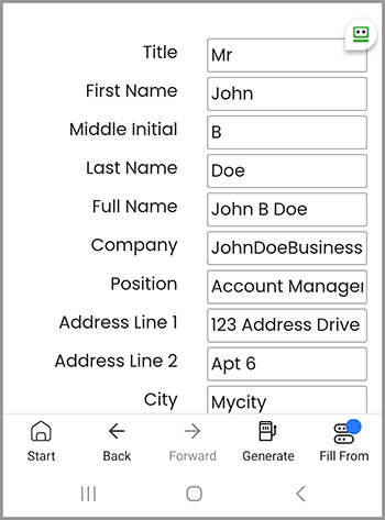 A form automatically filled by RoboForm.