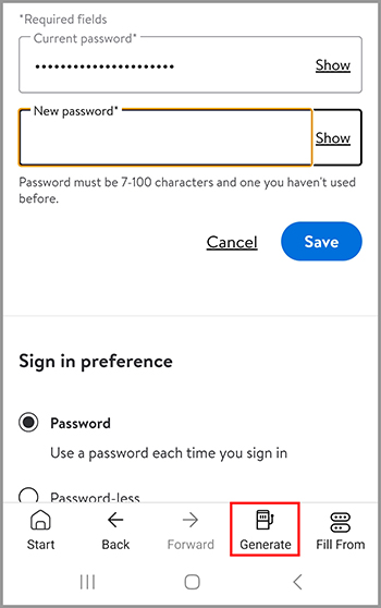 The password generator button in the RoboForm browser.