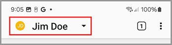Identity selection menu button.