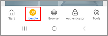 The Identity tab Android.