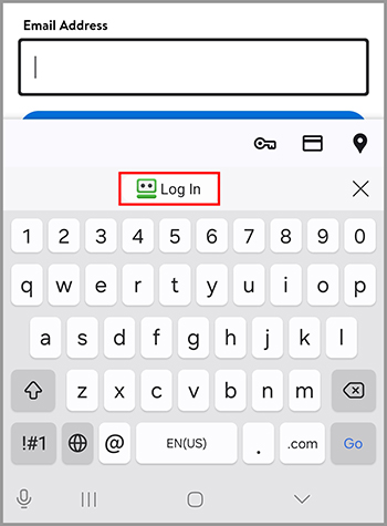 The RoboForm Log In button in an alternate browser.