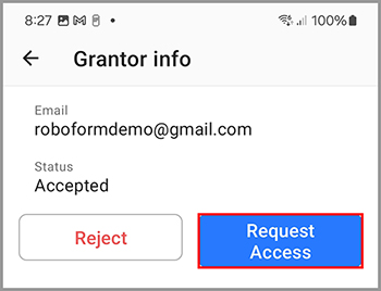 Option to request access to grantor’s data.