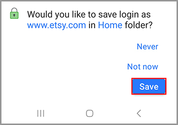 The RoboForm autosave dialog Android.