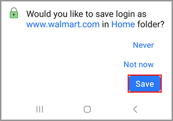 The RoboForm autosave dialog Android.