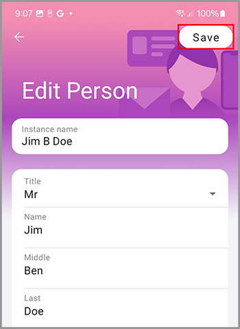 An edited Identity Element ready to be saved.