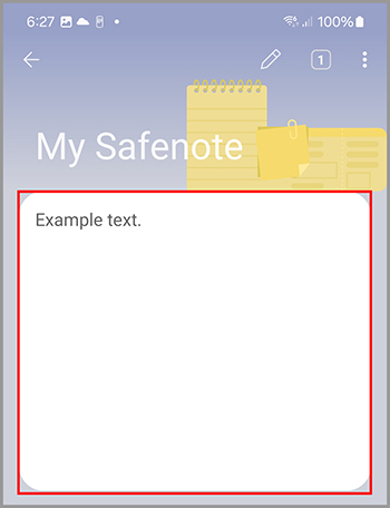 Viewing a Safenote Android.