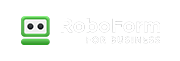 RoboForm password manager for business white logo.